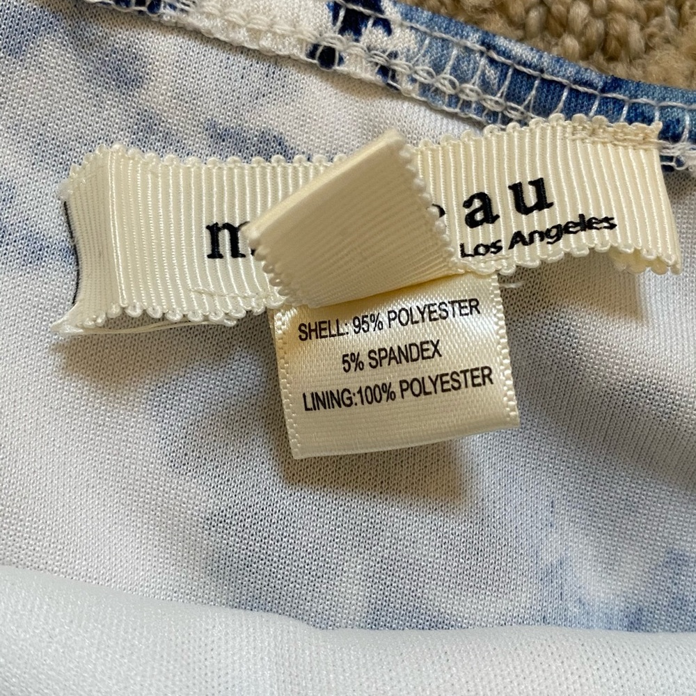 Monteau Mini Dress White/Blue Floral size Medium - Picture 4 of 7